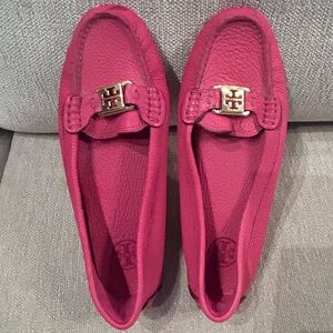 Tory Burch Fuchsia Loafers with Gold Accent